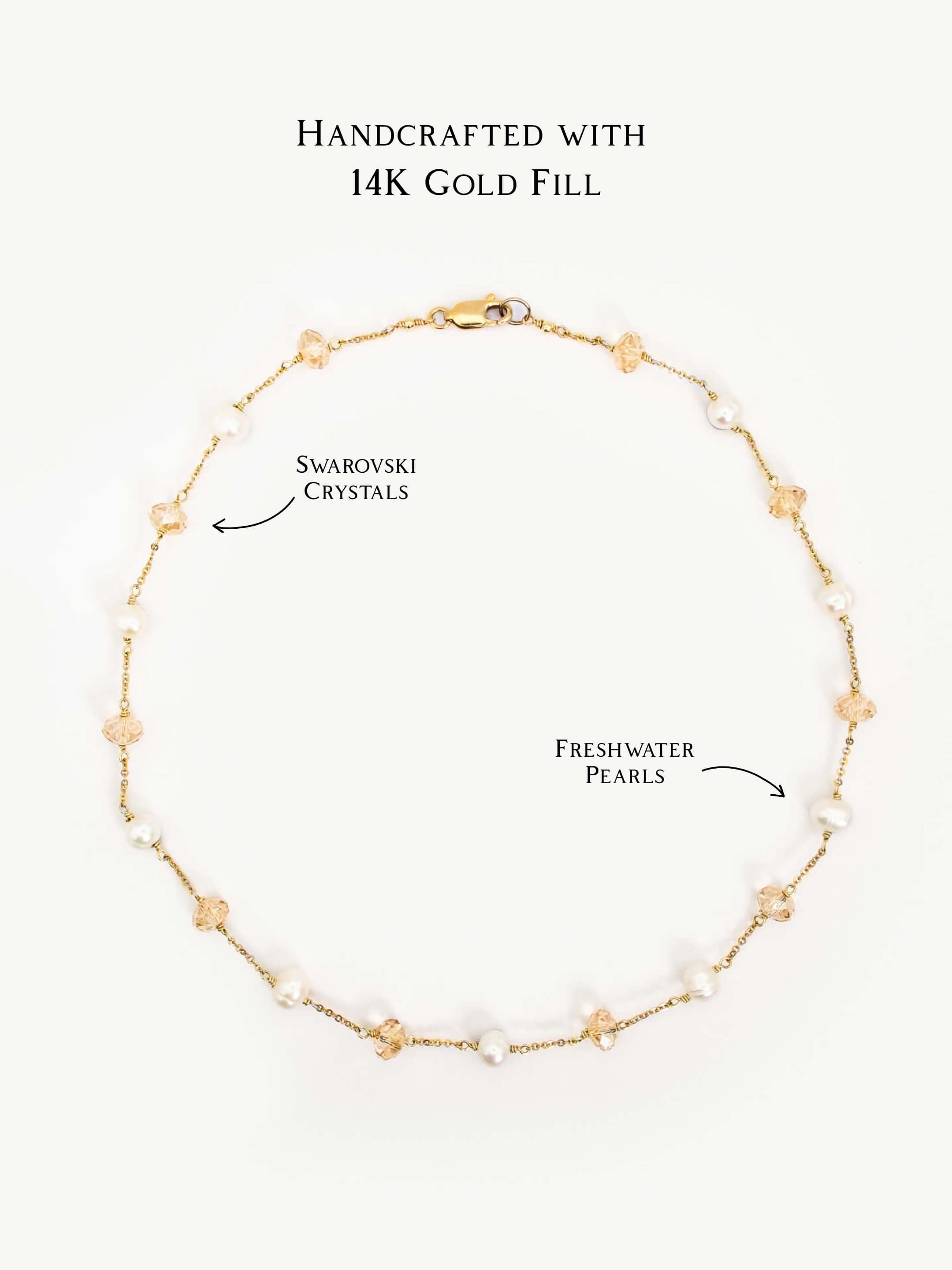 Pearl & Crystal Orbit Gold Choker Necklace