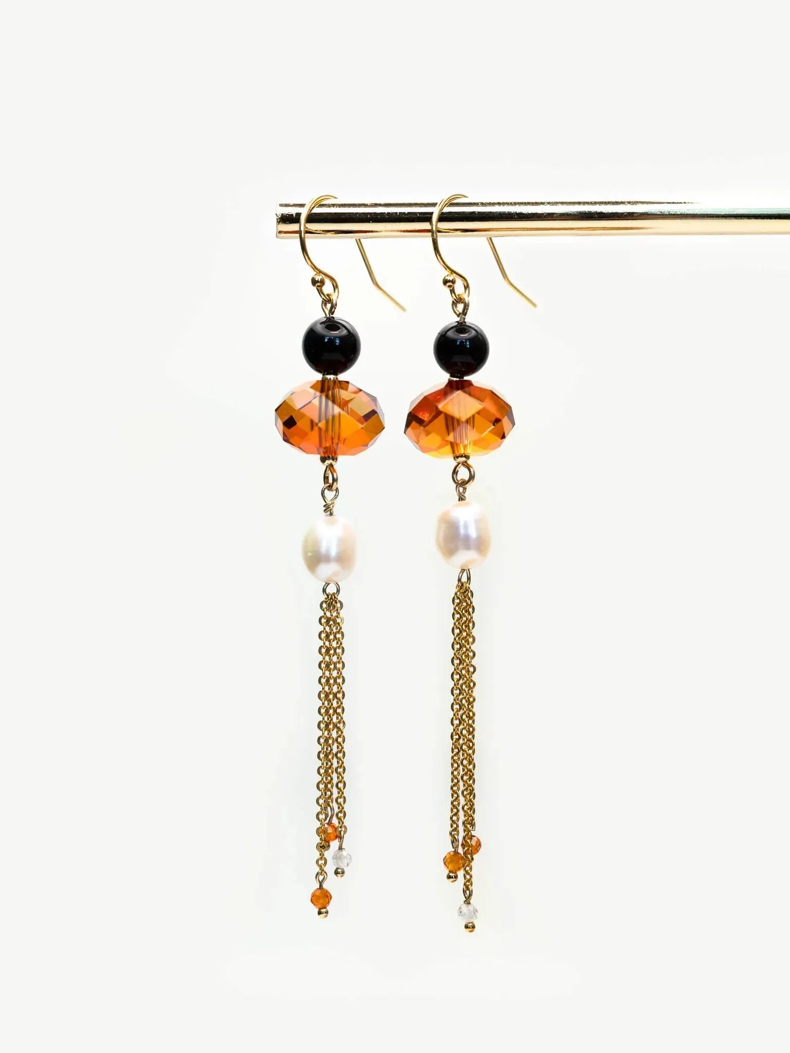 Pearl & Koi Crystal Drop Earrings - Atelier Akina