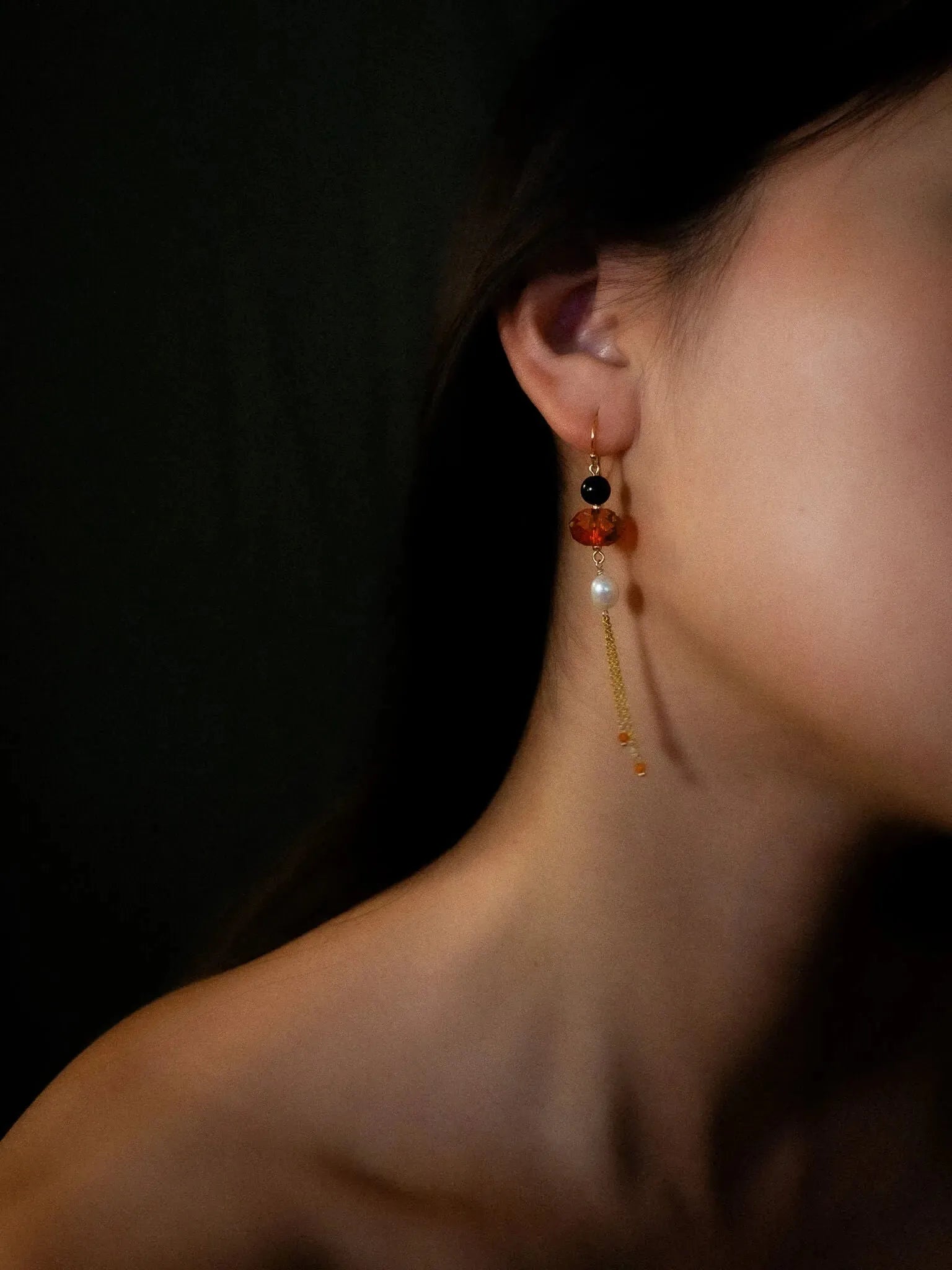 Pearl & Koi Crystal Drop Earrings - Atelier Akina