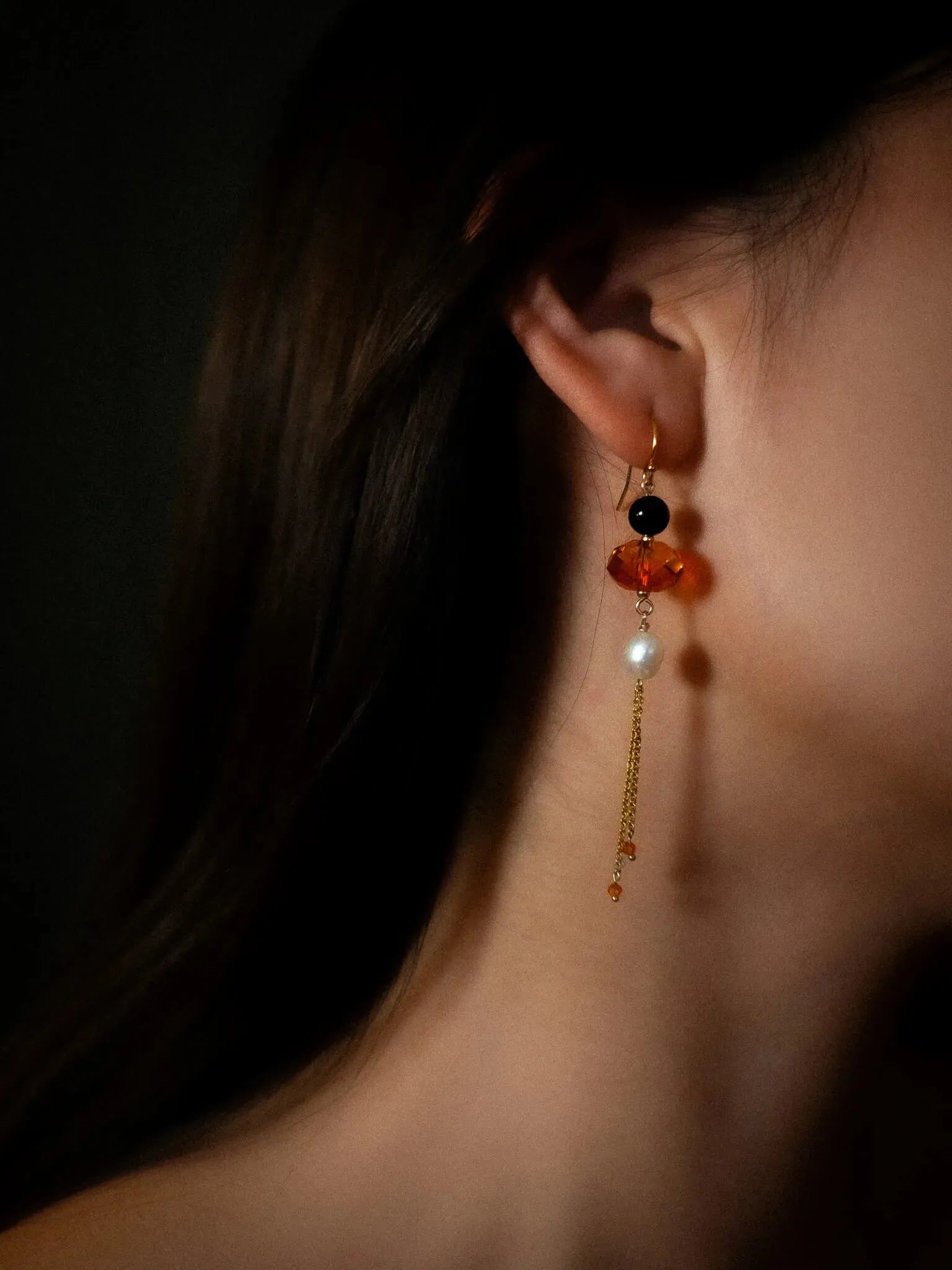 Pearl & Koi Crystal Drop Earrings - Atelier Akina