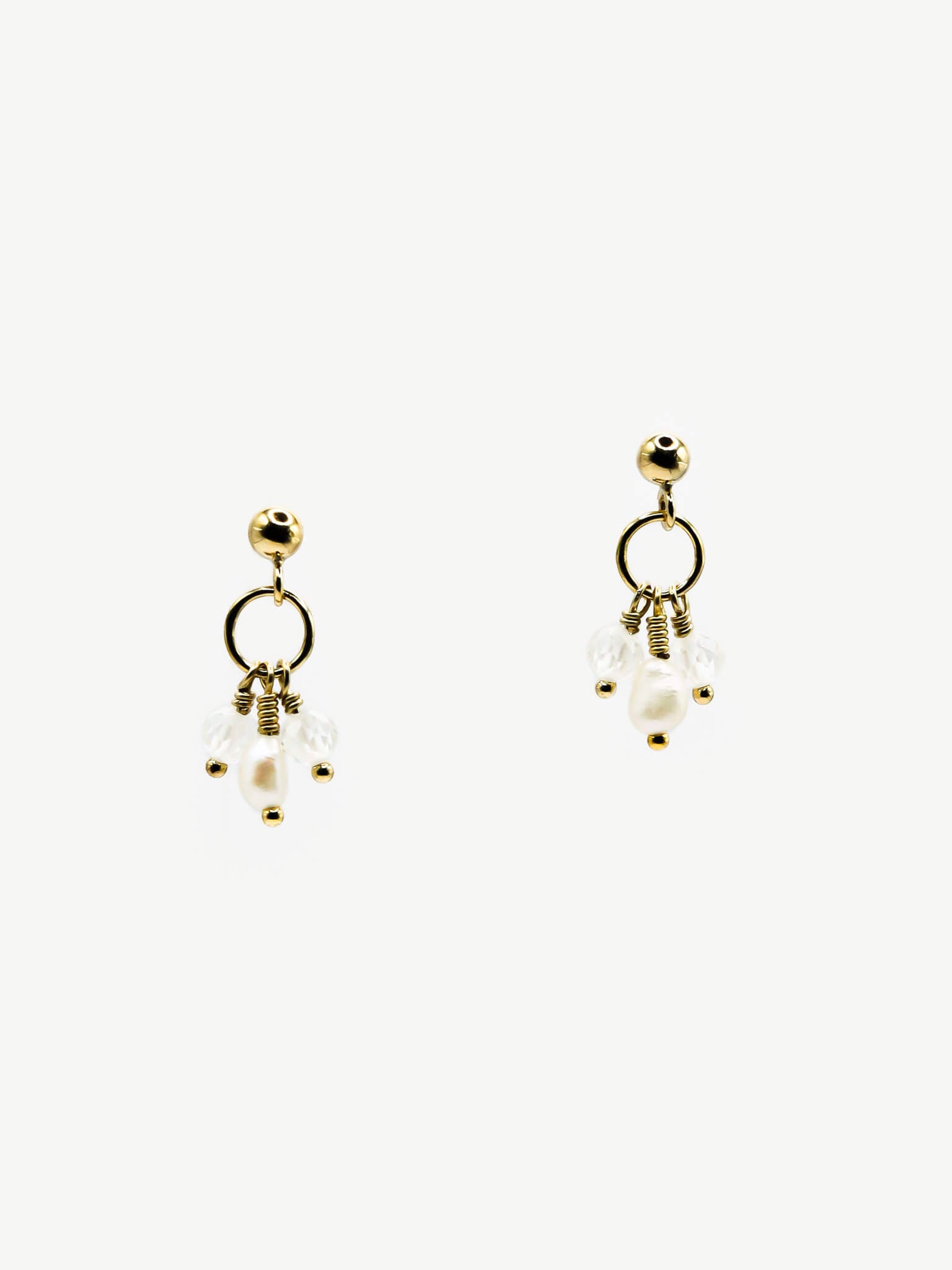 Pixie Birthstone & Pearl Drop Earrings - April