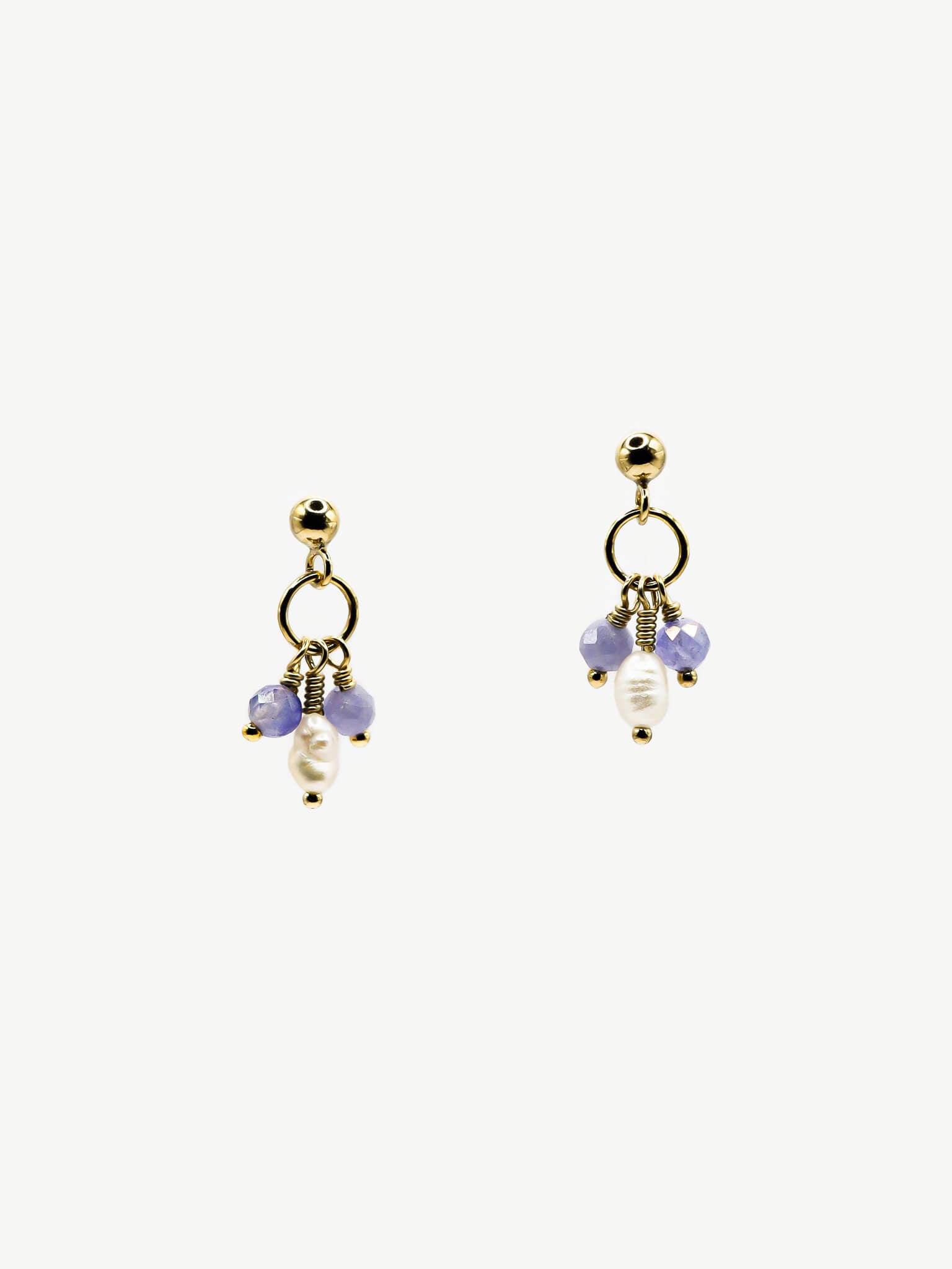 Pixie Tanzanite Birthstone & Pearl Drop Earrings - December