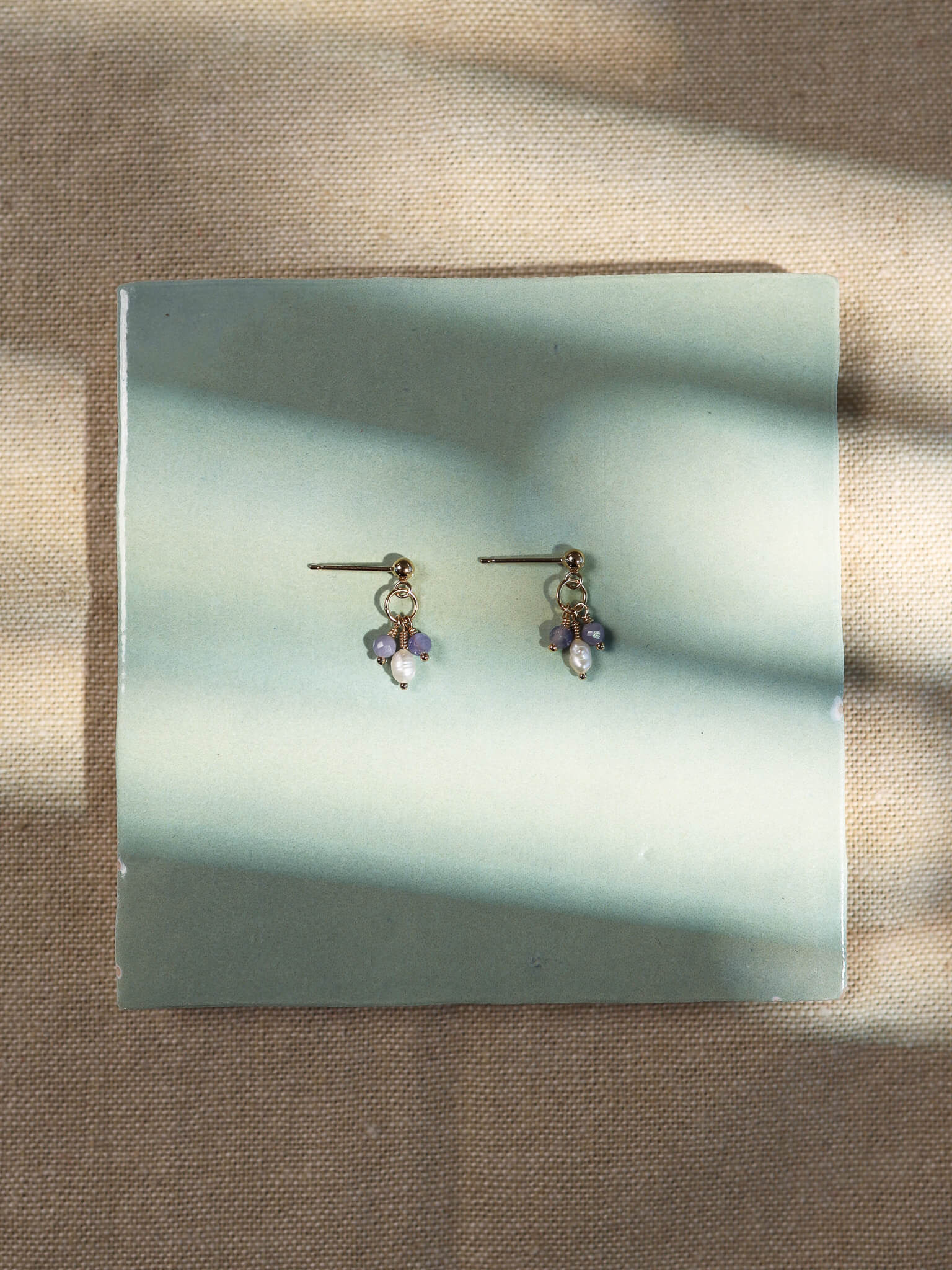 Pixie Tanzanite Birthstone & Pearl Drop Earrings - December