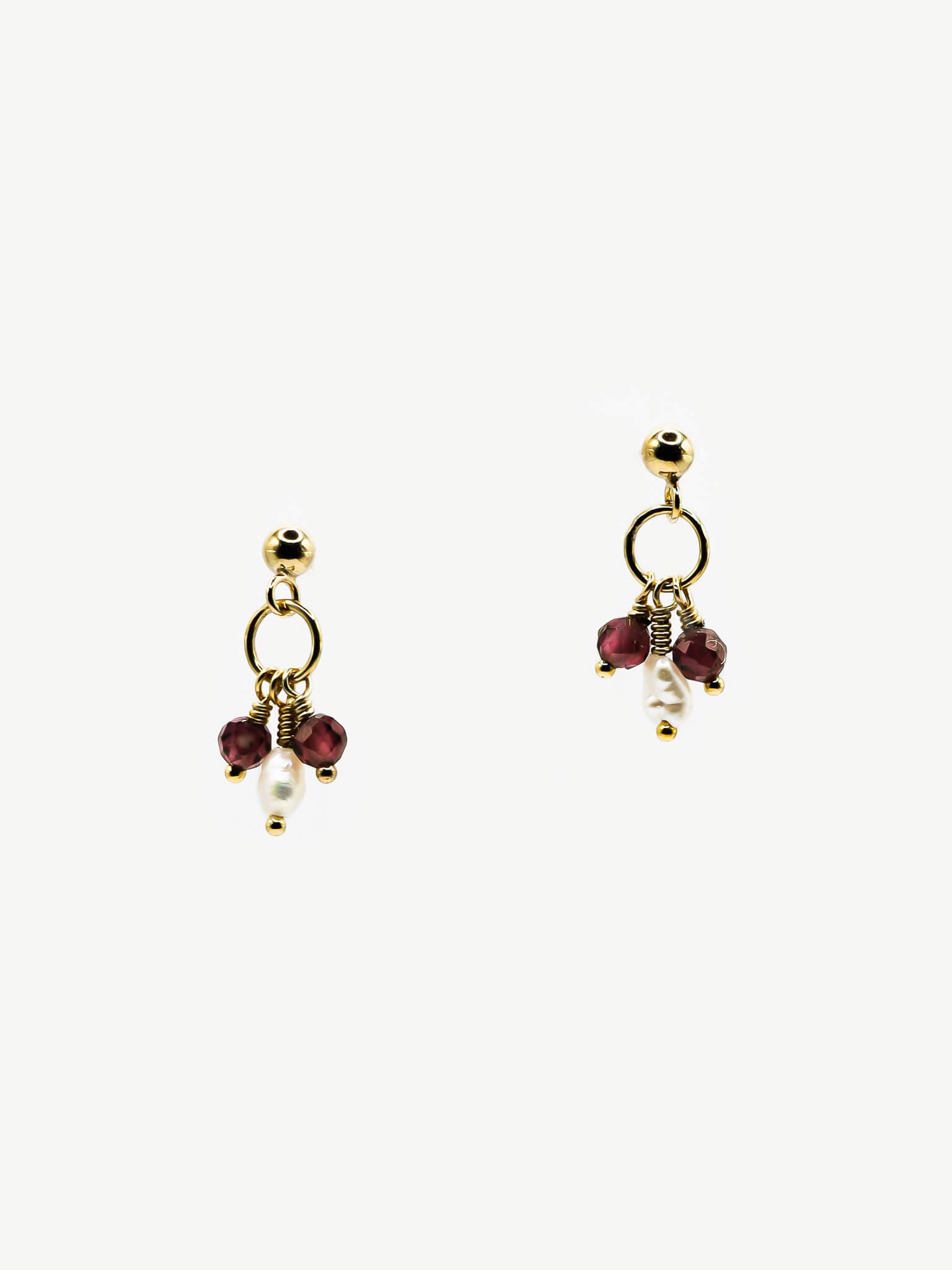 Pixie Garnet Birthstone & Pearl Drop Earrings - January