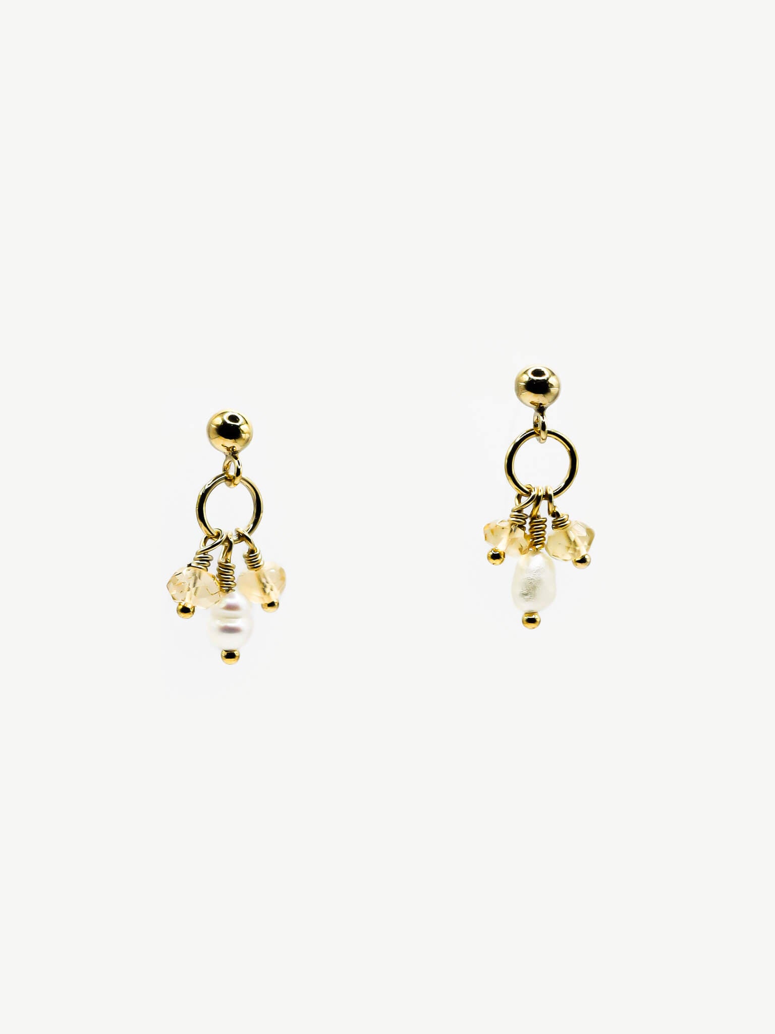 Pixie Citrine Birthstone & Pearl Drop Earrings - November