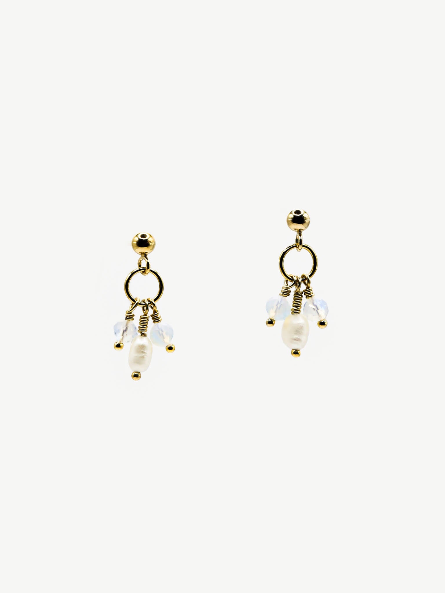 Pixie Opal Birthstone & Pearl Drop Earrings - October