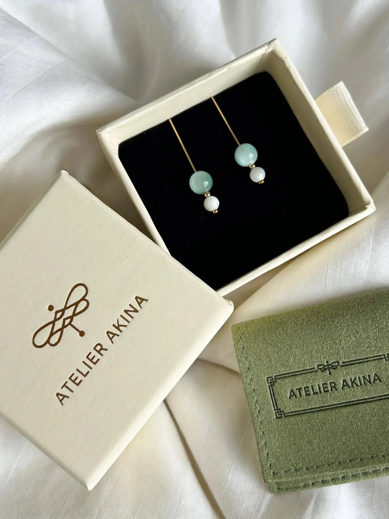 Seafoam Pearl Drop Earrings - Atelier Akina