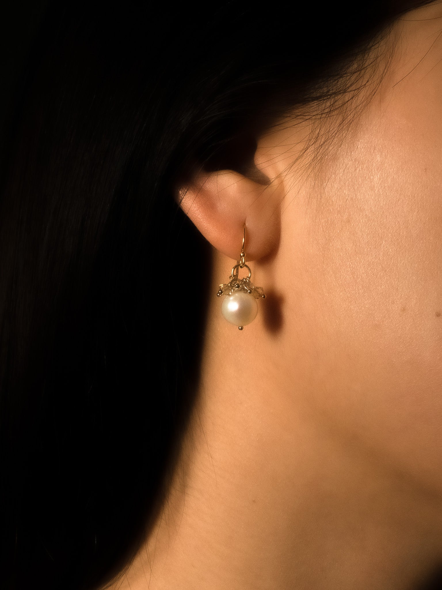 Snowflake Pearl & Crystal Drop Earrings