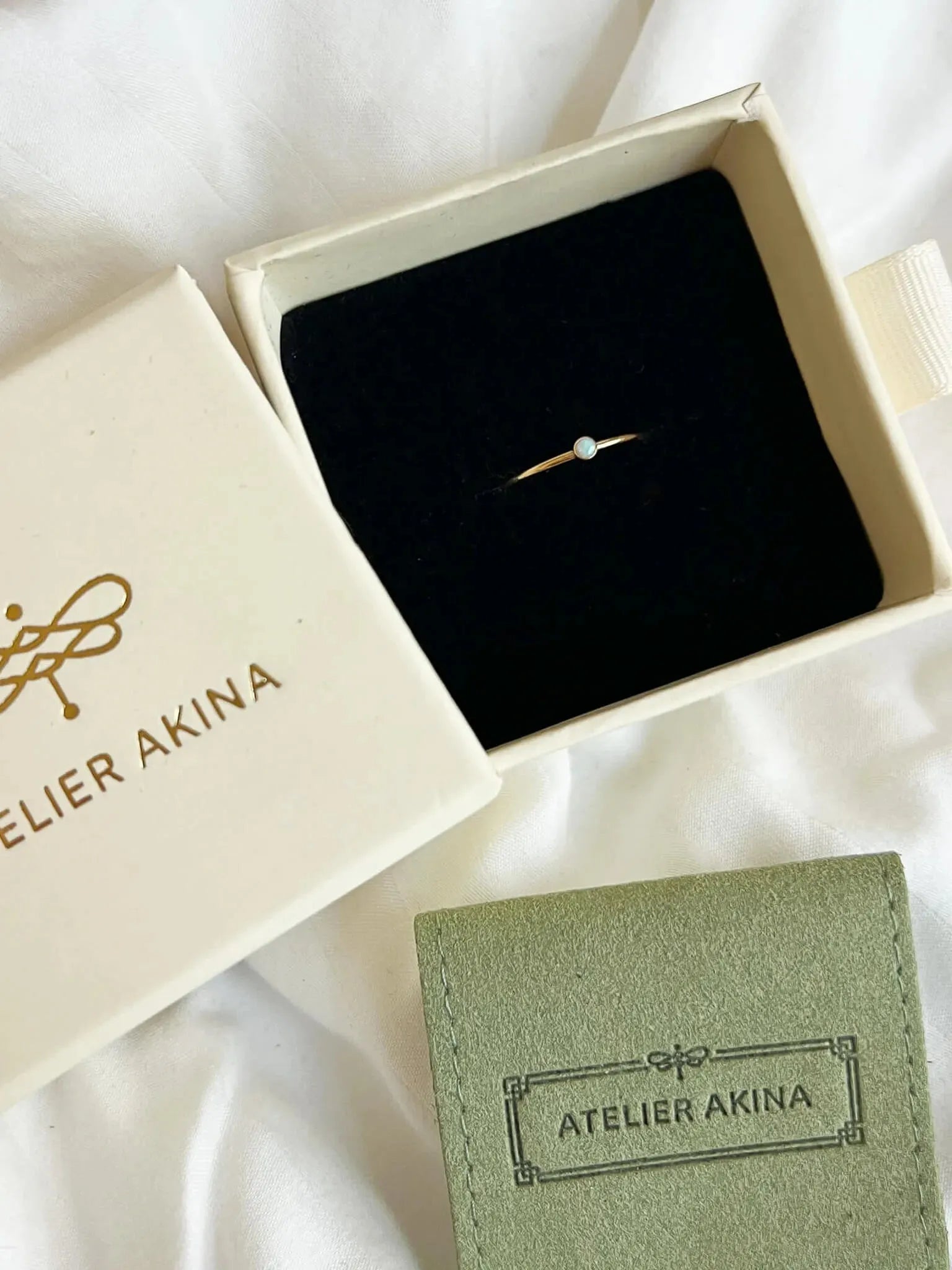 Stacker Mini Opal Gold Ring - Atelier Akina