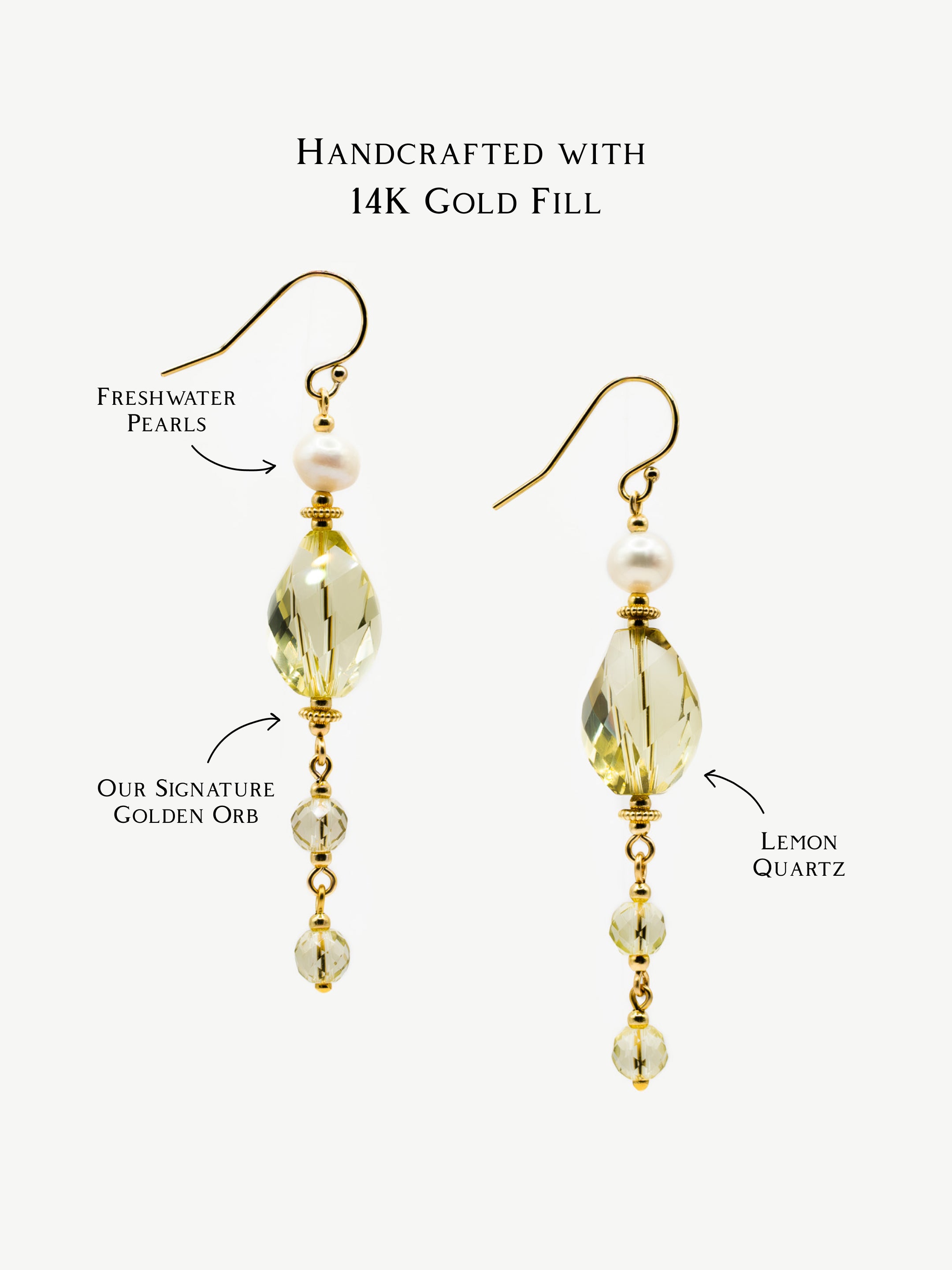 Victorian-Inspired Lemon Quartz & Pearl Dangle Earrings