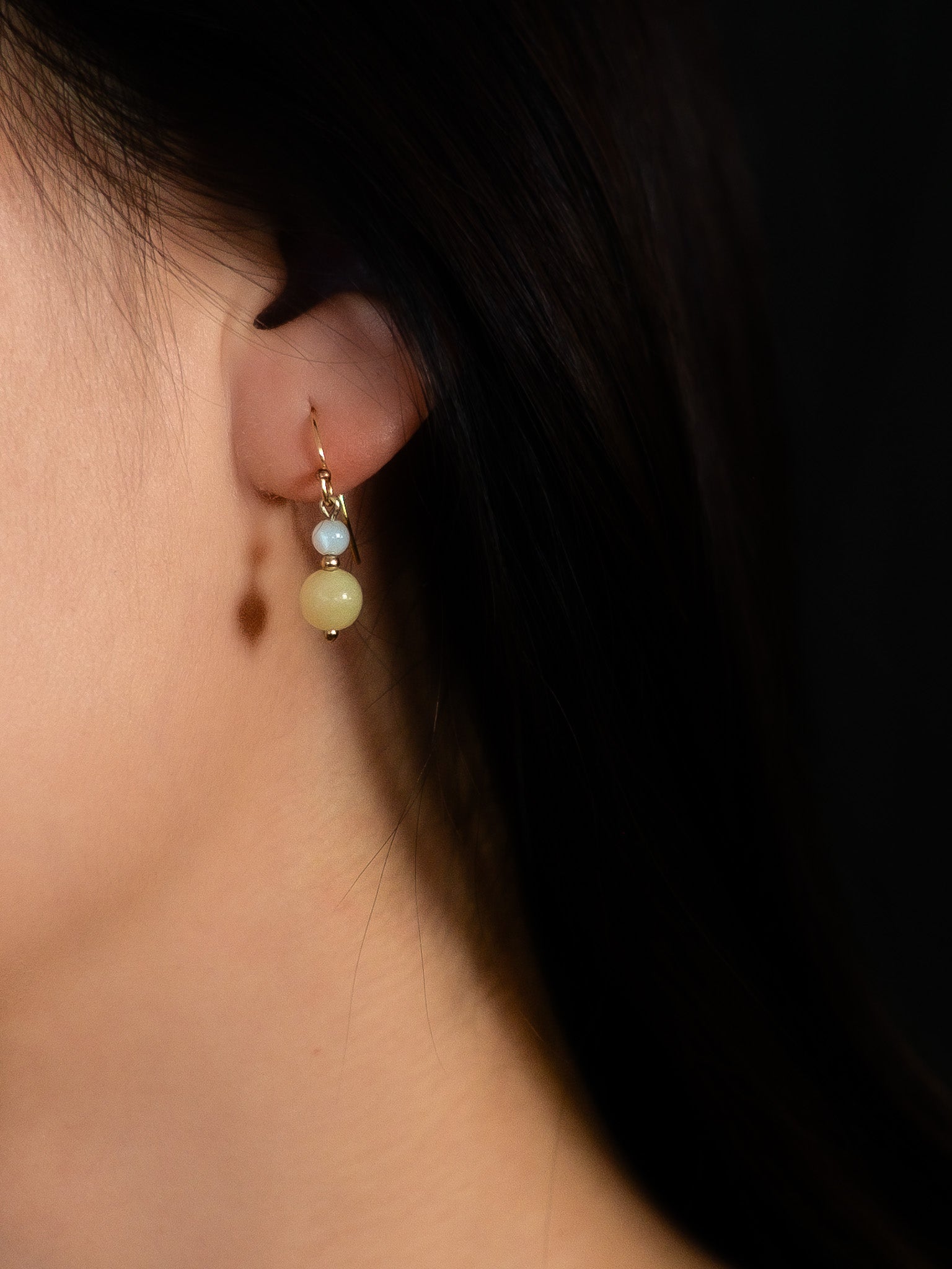 Yellow Lotus Bud Yellow Jade Drop Earrings